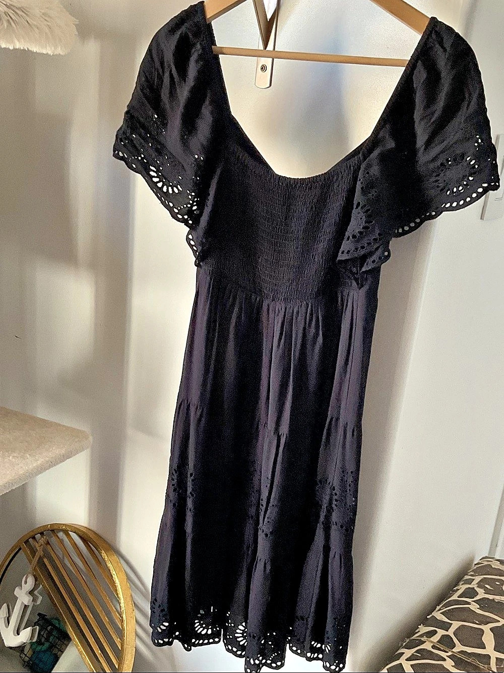 Devoted Black Eyelet Sleeve Midi Dress Size Small